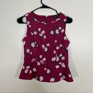 Banana Republic Floral Sleeveless Peplum Blouse 0P